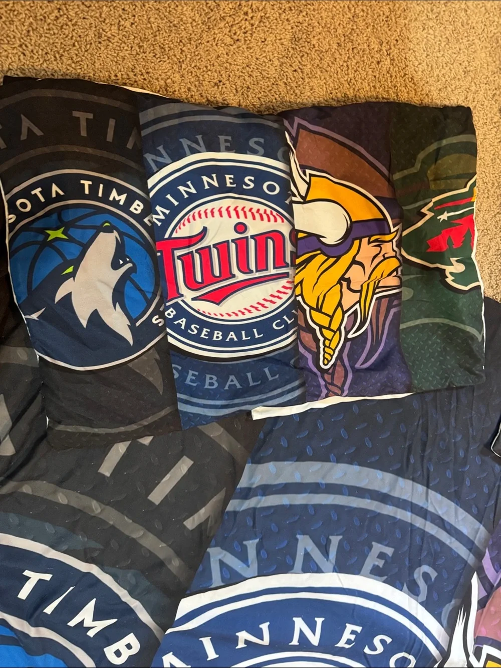 Minnesota Sports Team Duvet Cover & Shams Bedding Set - Navy, Purple, Green